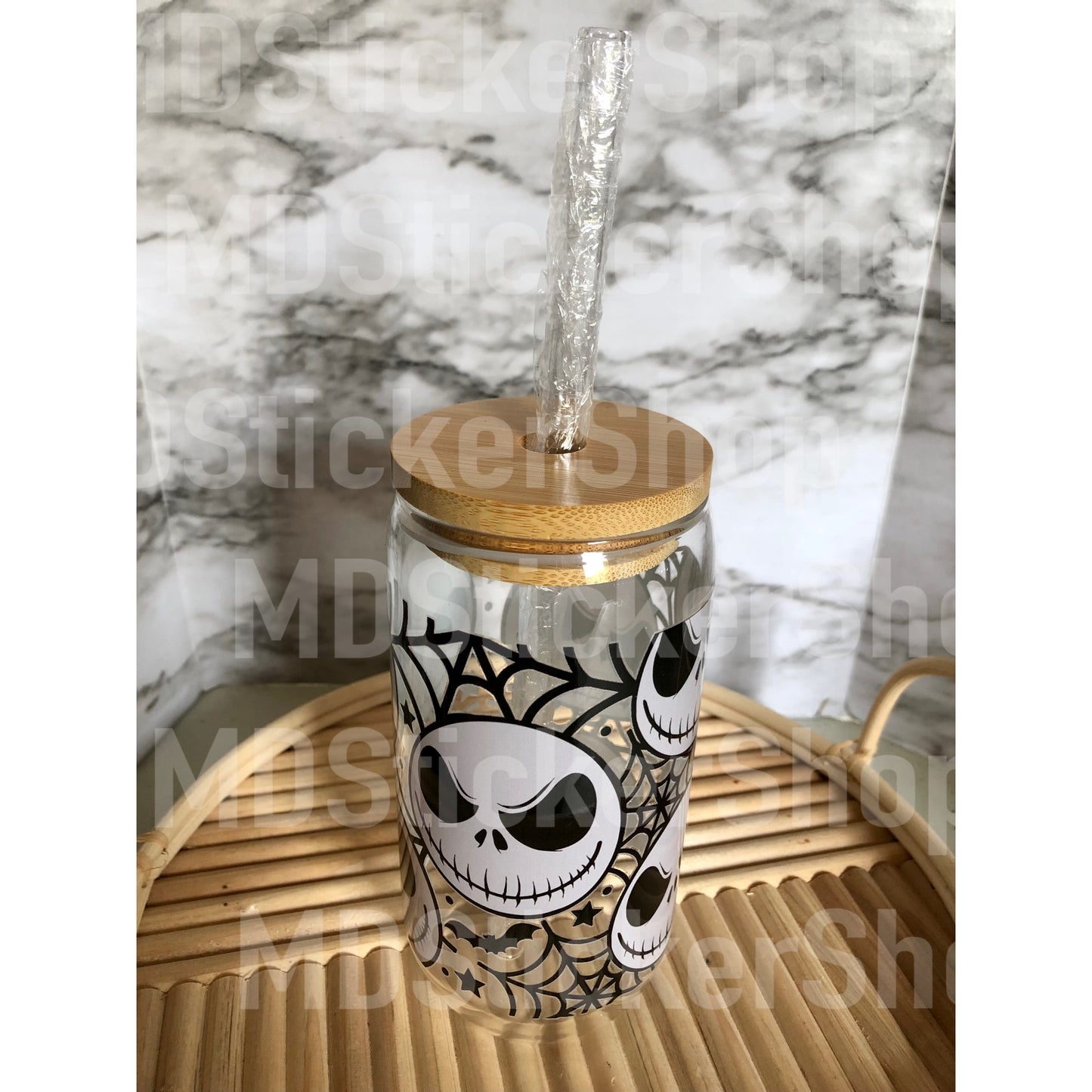 Jack Skellington Halloween Beer Can Glass Cup
