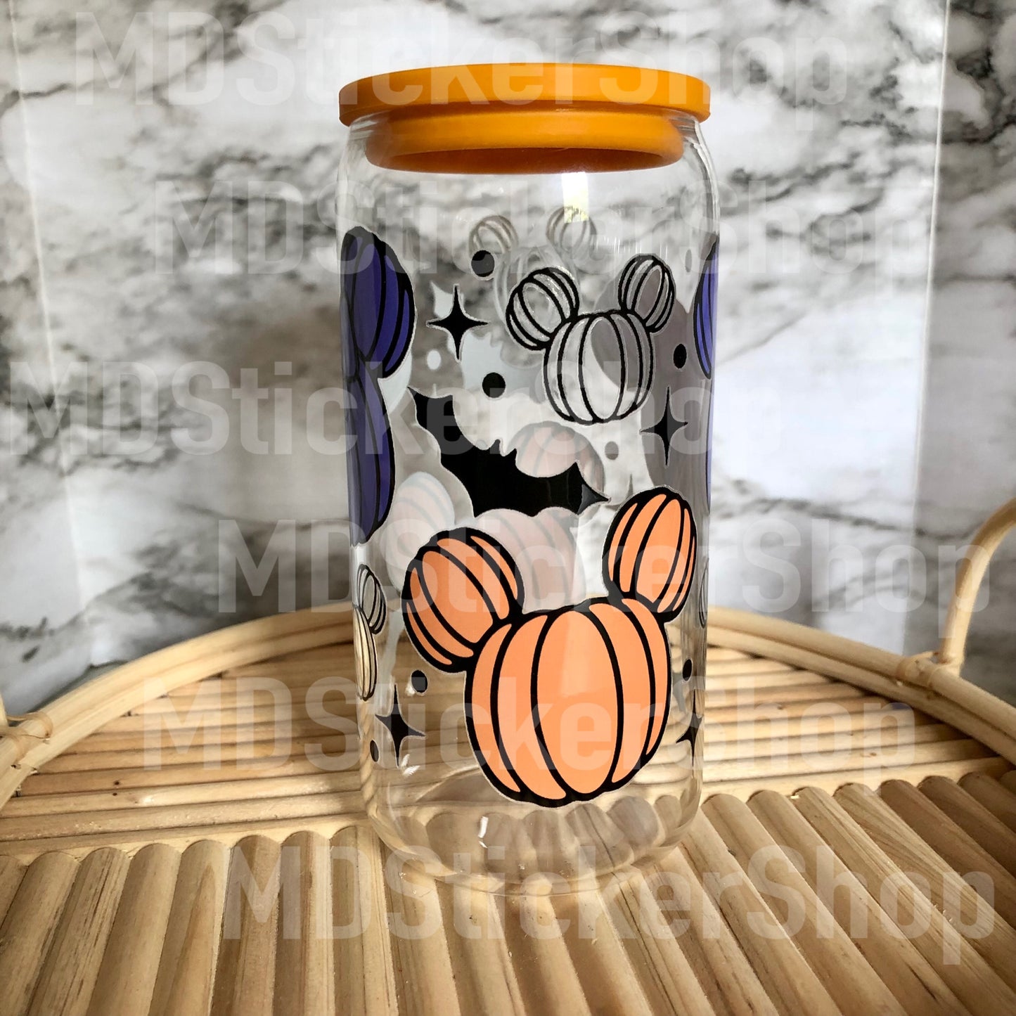Pumpkin Mouse Halloween Beer Can Glass Cup