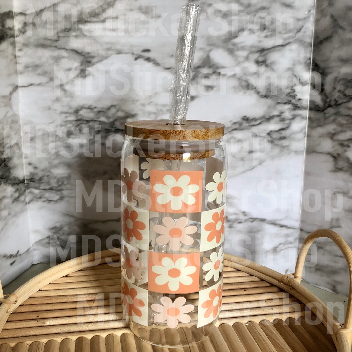 Daisy Check Beer Can Glass Cup