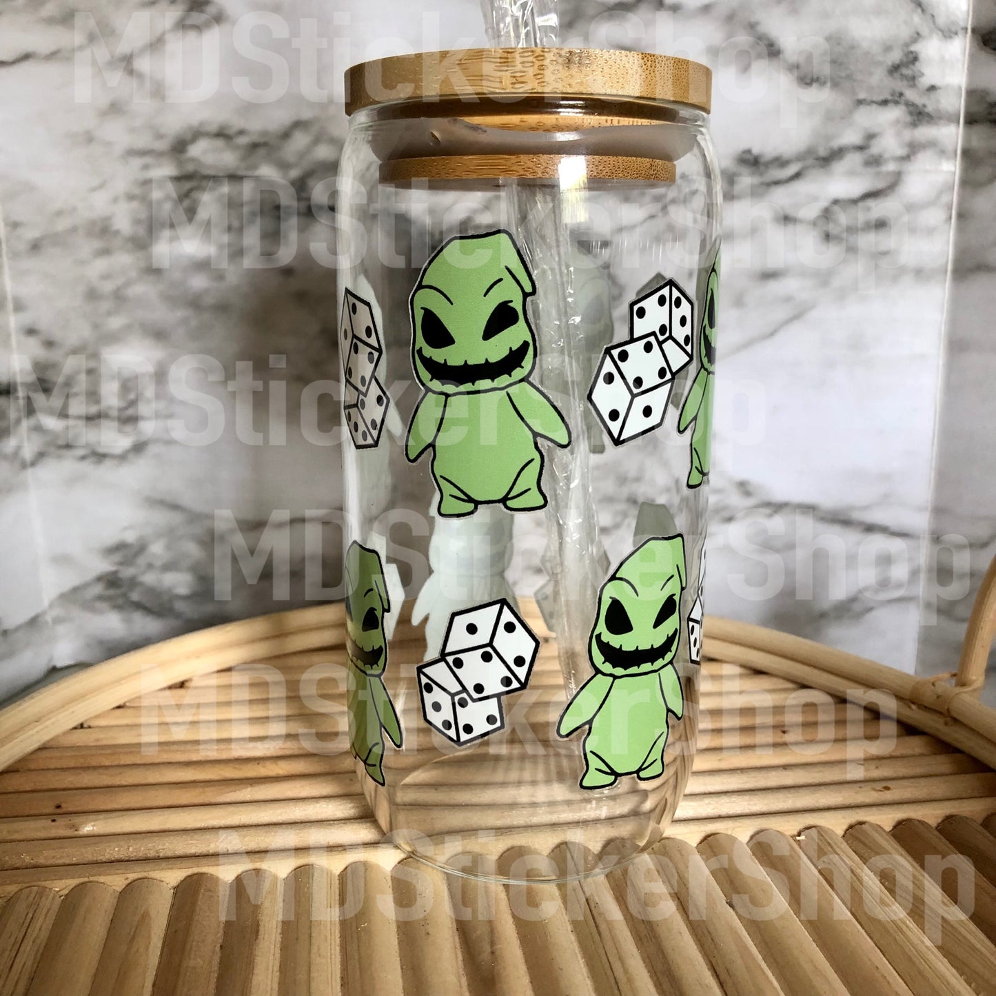 Boogeyman Dice Halloween Beer Can Glass Cup