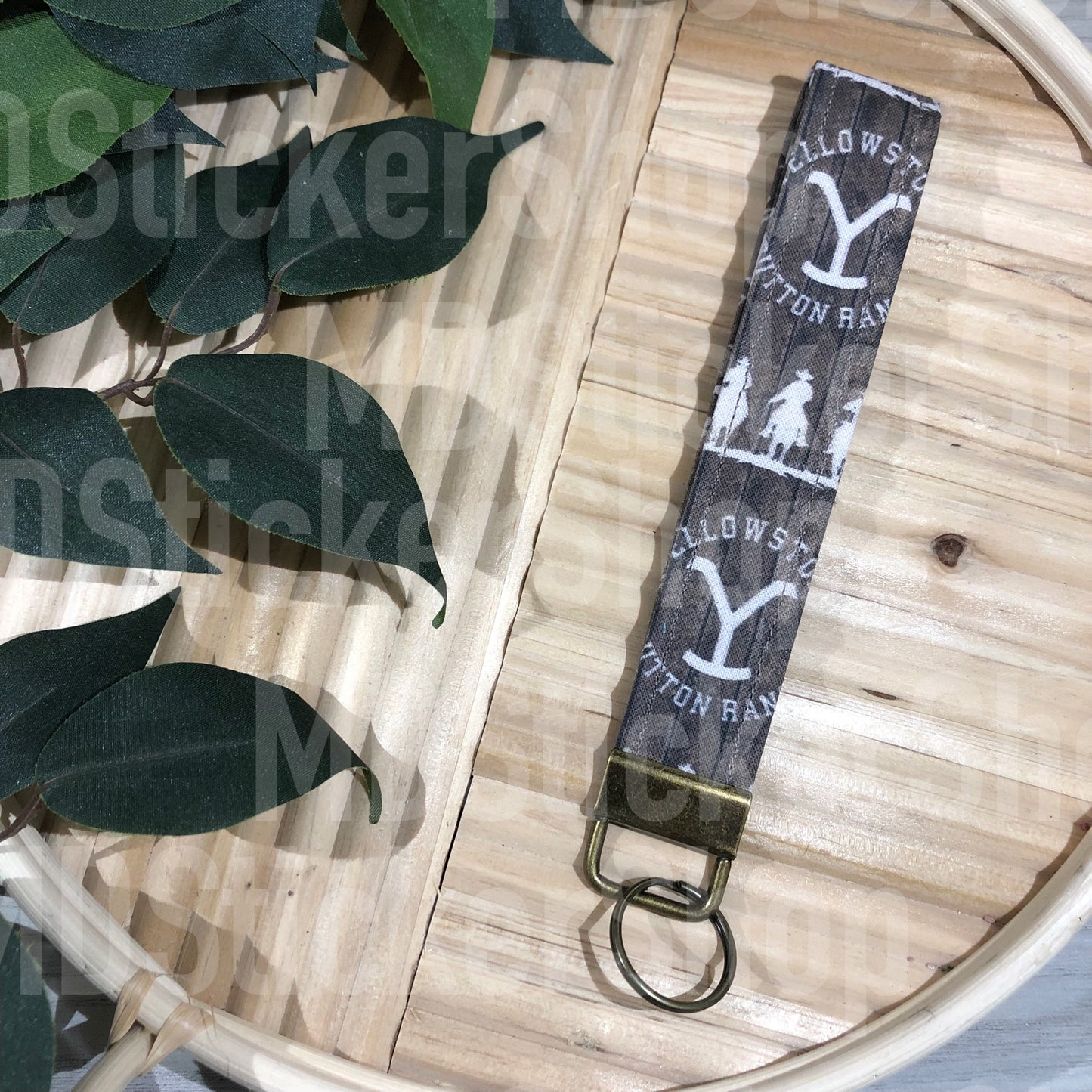 YS Dutton Ranch Print Fabric Keychain, Key Fob