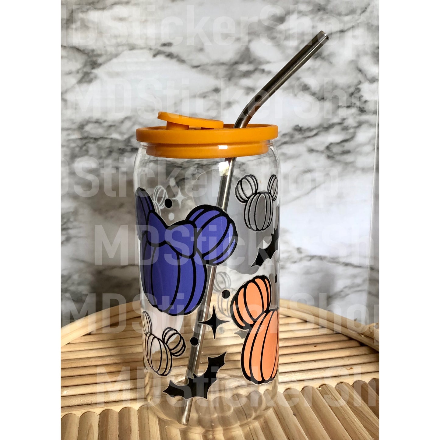 Pumpkin Mouse Halloween Beer Can Glass Cup