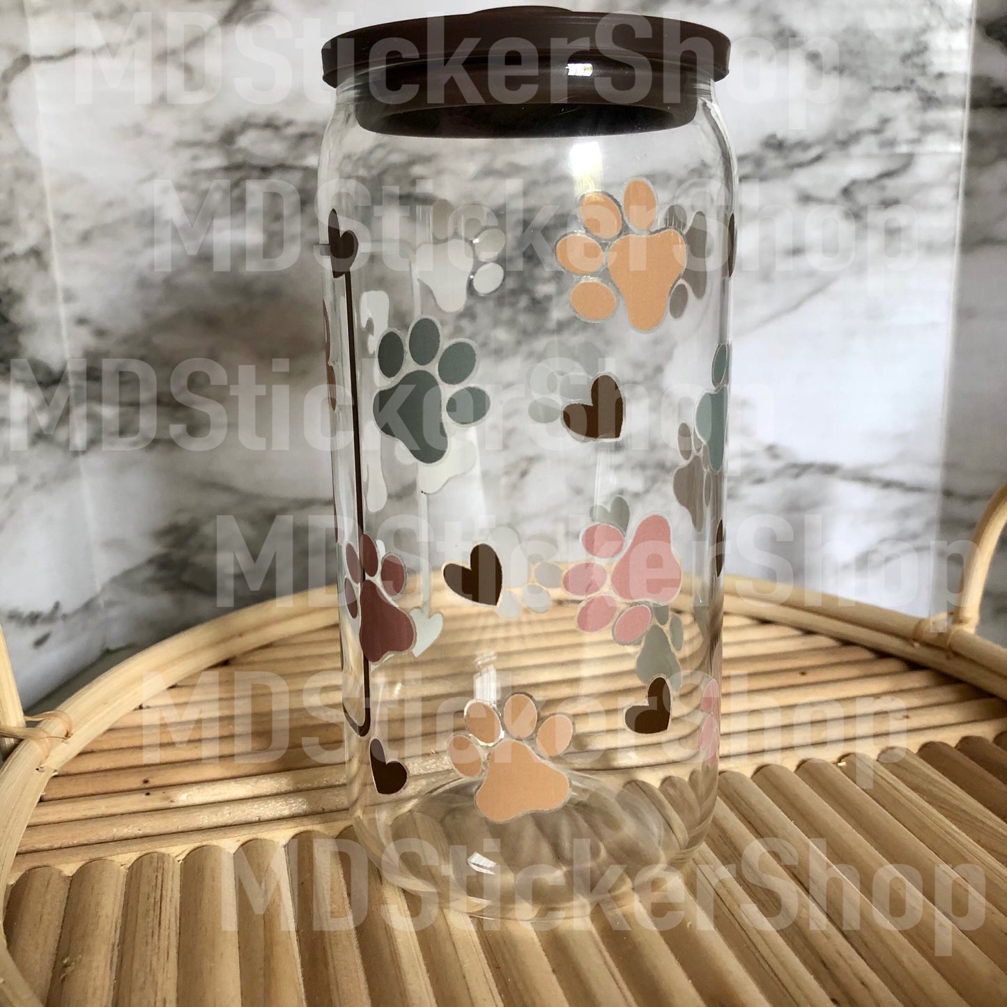 Fur Mama Paw Print Beer Can Glass Cup