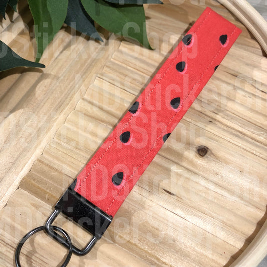 Watermelon Print Fabric Keychain, Key Fob