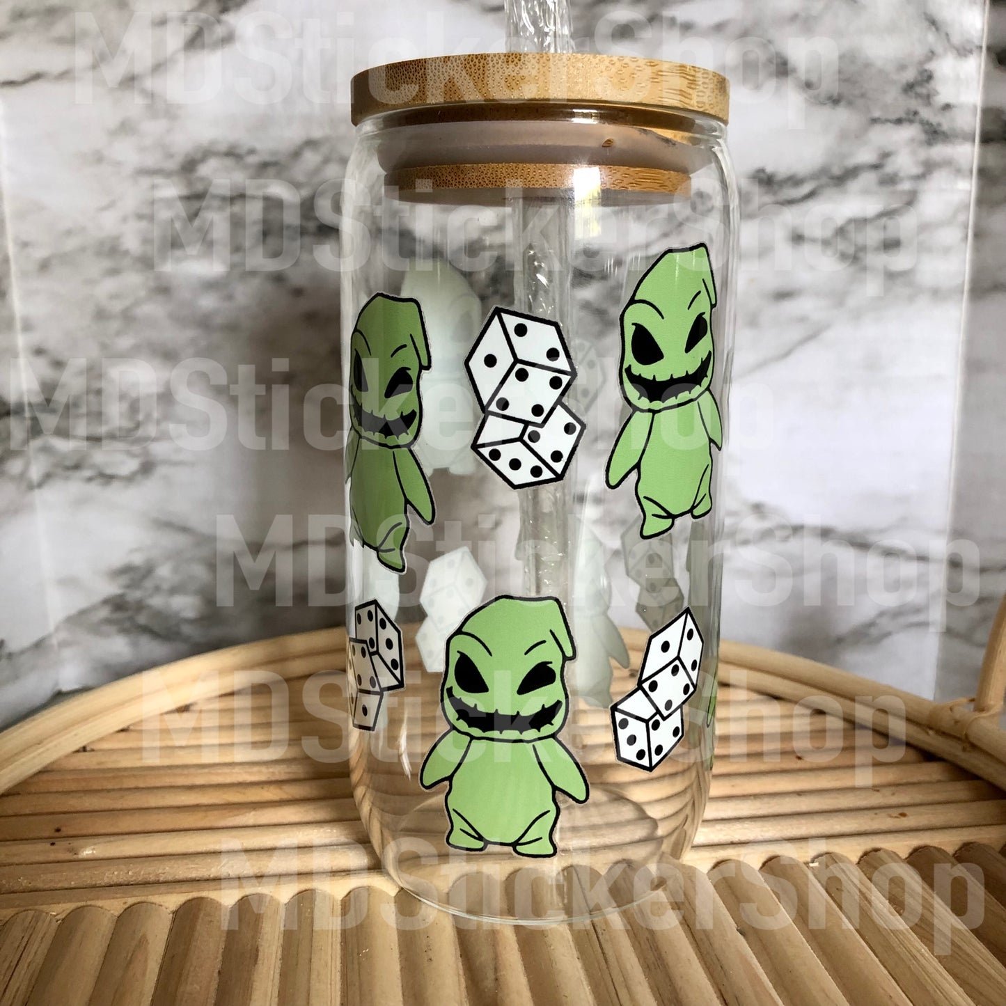 Boogeyman Dice Halloween Beer Can Glass Cup