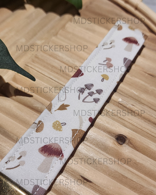 Cream of Mushroom Print Fabric Keychain, Key Fob