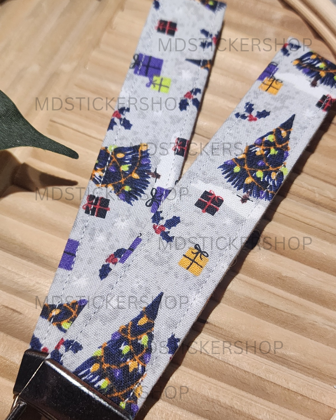 Spooky Christmas Print Fabric Keychain, Key Fob