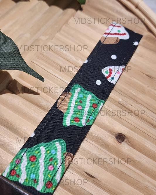 Christmas Tree Cake Print Fabric Keychain, Key Fob