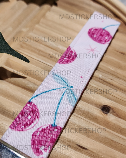 Disco Cherry Print Fabric Keychain, Key Fob