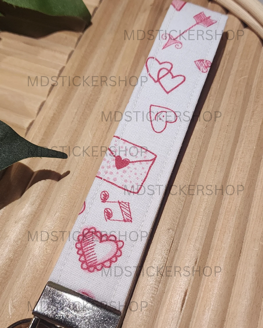 Valentine's Mail Print Fabric Keychain, Key Fob