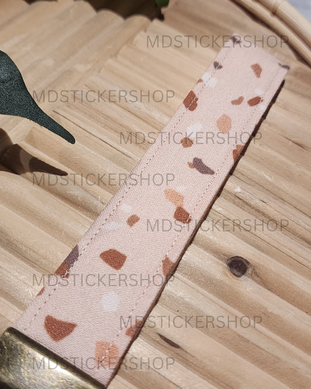 Natural Terazzo Print Fabric Keychain, Key Fob