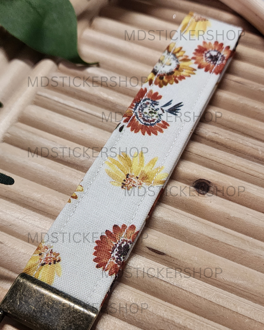 Harvest Floral Print Fabric Keychain, Key Fob