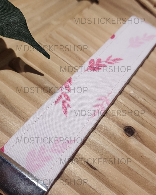 Pink Greenery Print Fabric Keychain, Key Fob