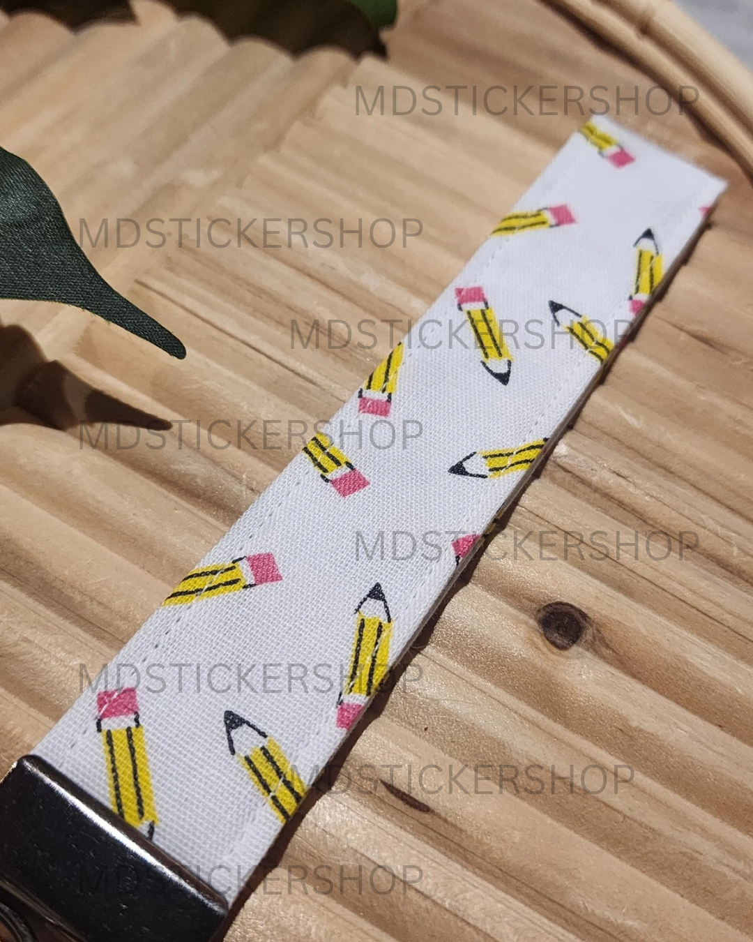 Pencil Print Fabric Keychain, Key Fob