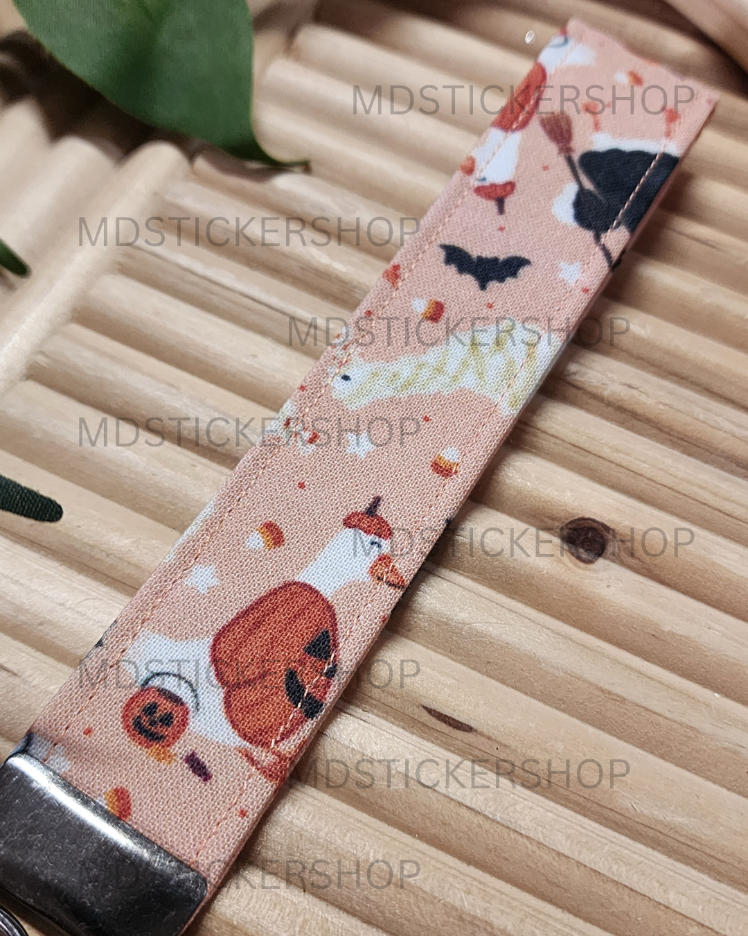 Halloween Geese Print Fabric Keychain, Key Fob