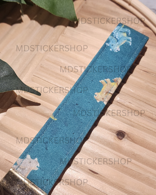 Triceratops Print Fabric Keychain, Key Fob