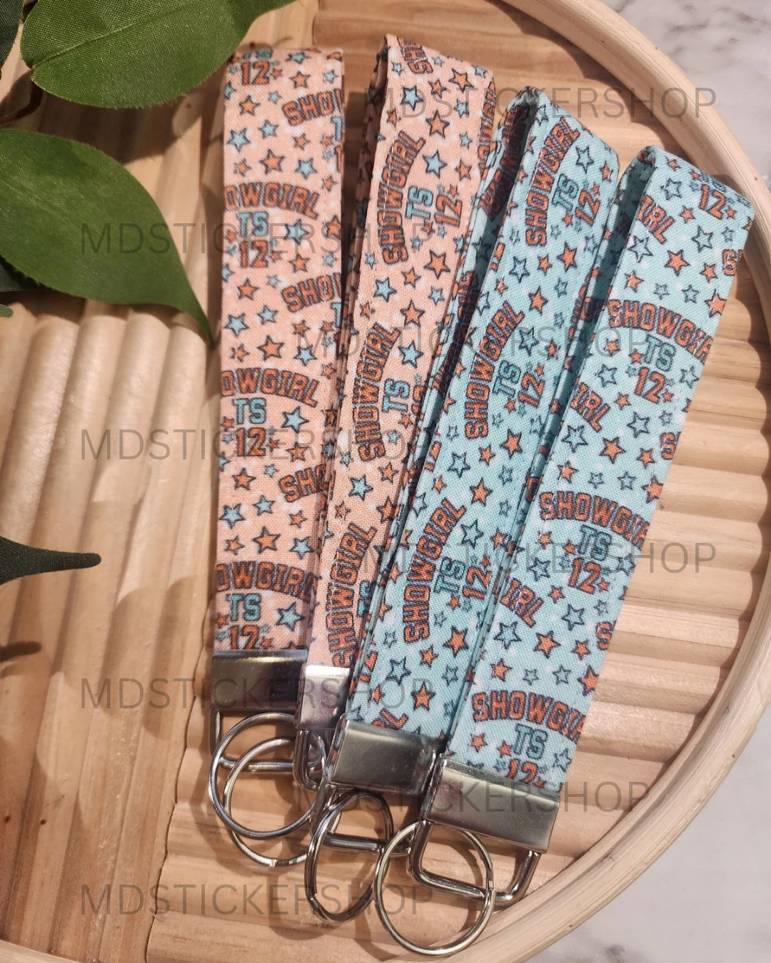 Showgirl 12 in Orange Print Fabric Keychain, Key Fob