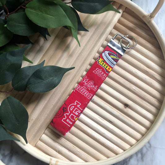 St. Louis Cardinals Busch Stadium Print Fabric Wristlet Keychain, Key Fob