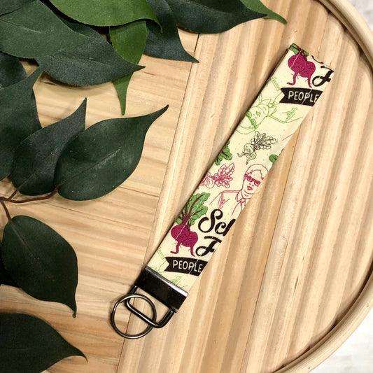 Dwight Schrute, Schrute Farms Print Fabric Wristlet Keychain, Key Fob