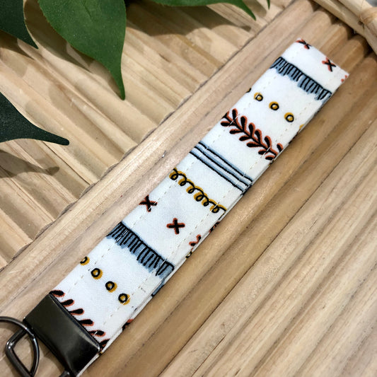 Mod Stripe Print Fabric Keychain, Key Fob