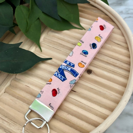 Harry Potter Bertie Bott’s Jelly Beans Print Fabric Wristlet Keychain, Key Fob