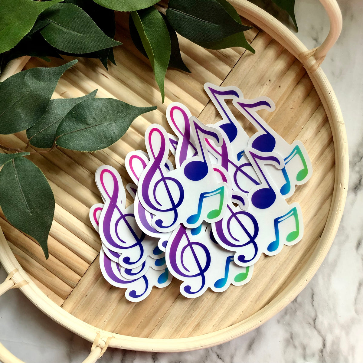 Rainbow Ombré Music Notes CLEAR Waterproof Vinyl Sticker