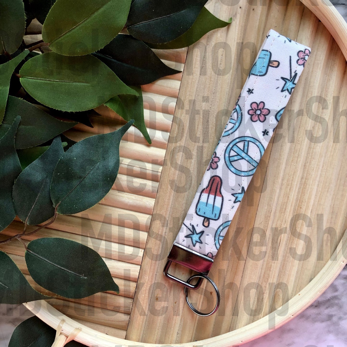 Peace & Popsicles Print Fabric Keychain