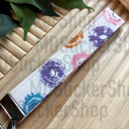 Smiley Dot Print Fabric Keychain