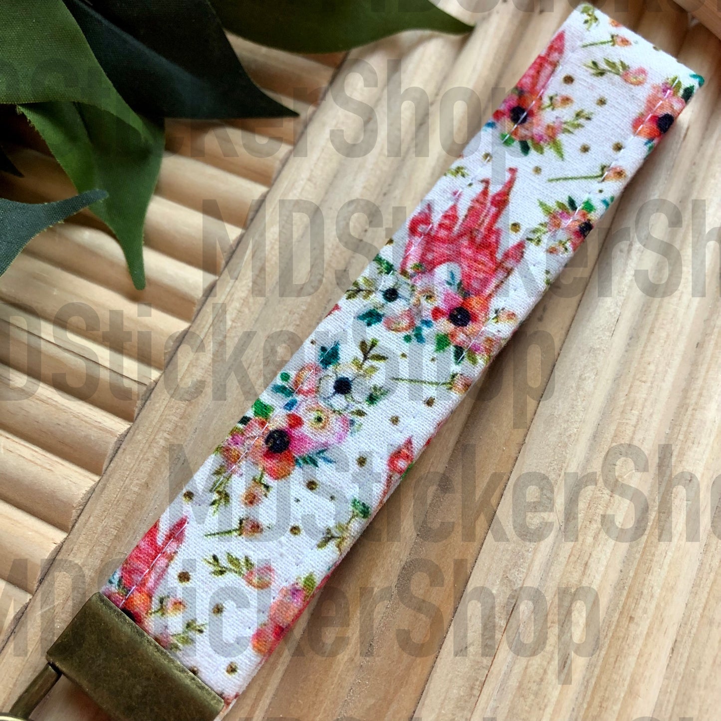 Floral Castle Print Fabric Keychain