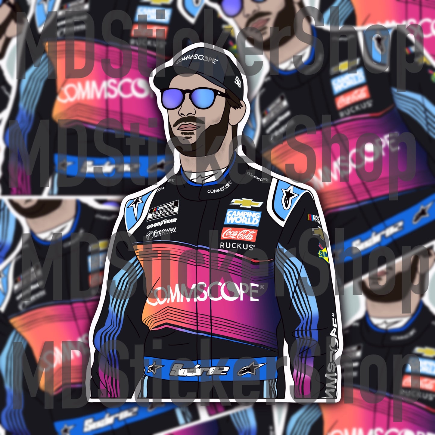 Daniel Suarez Silhouette Vinyl Sticker / NASCAR Cup Driver