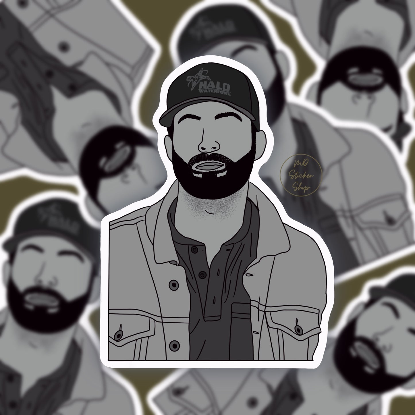 Riley Green Black and White Silhouette Sticker