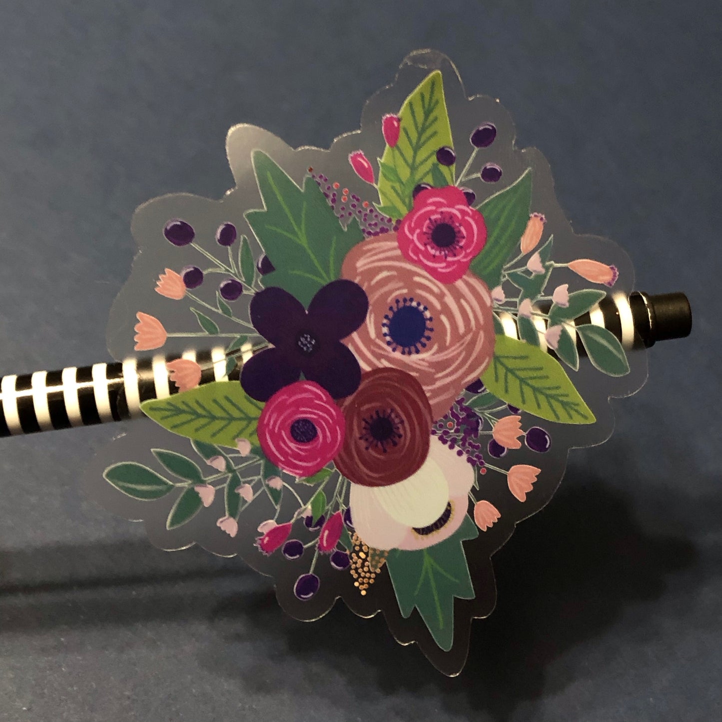 Purple/Pink Floral Bouquet CLEAR Vinyl Sticker