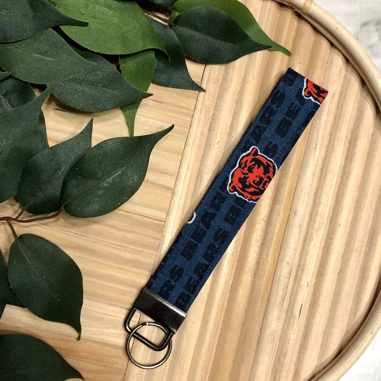Chicago Bears Print Fabric Wristlet Keychain, Key Fob