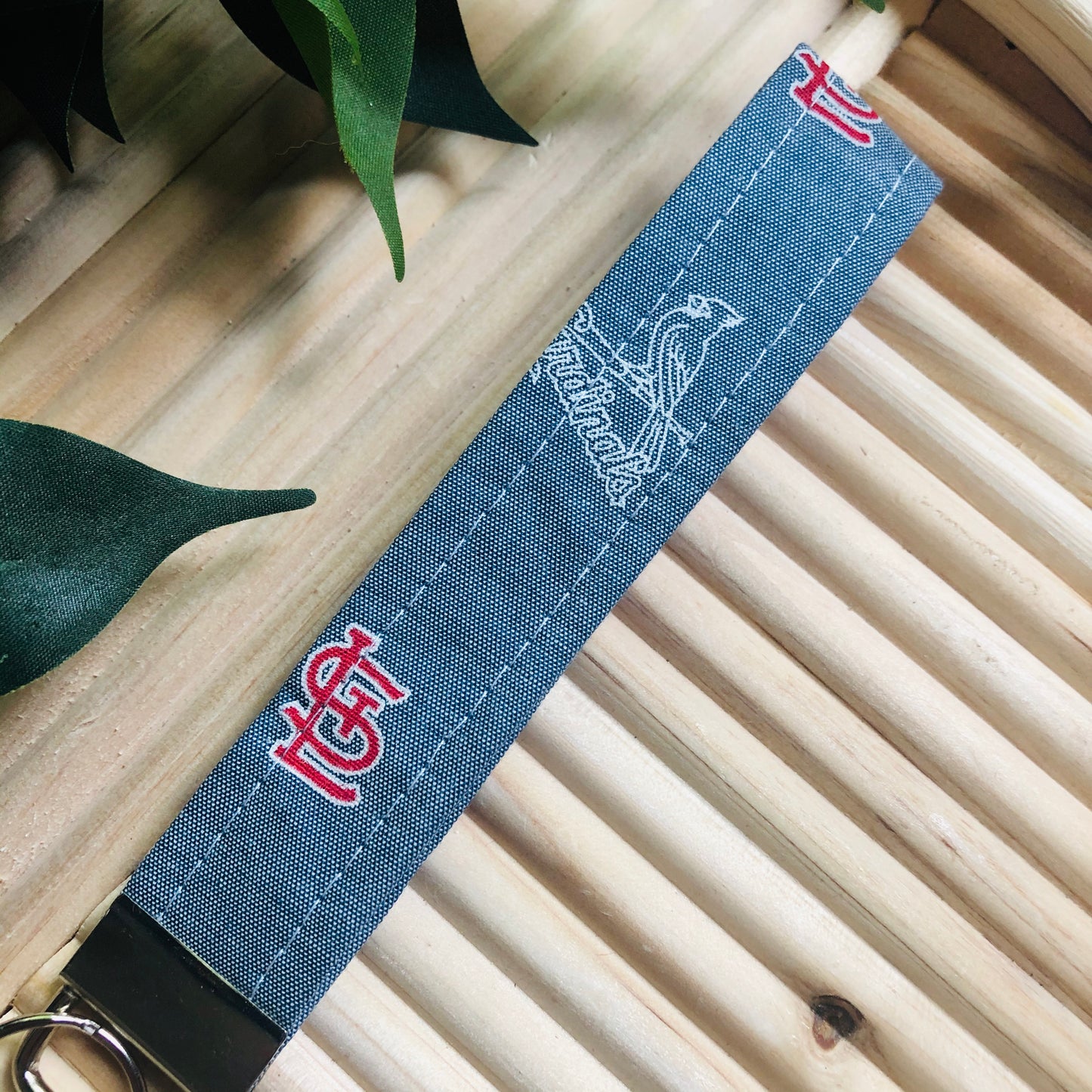 St. Louis Cardinals Small Logo Print Fabric Wristlet Keychain, Key Fob