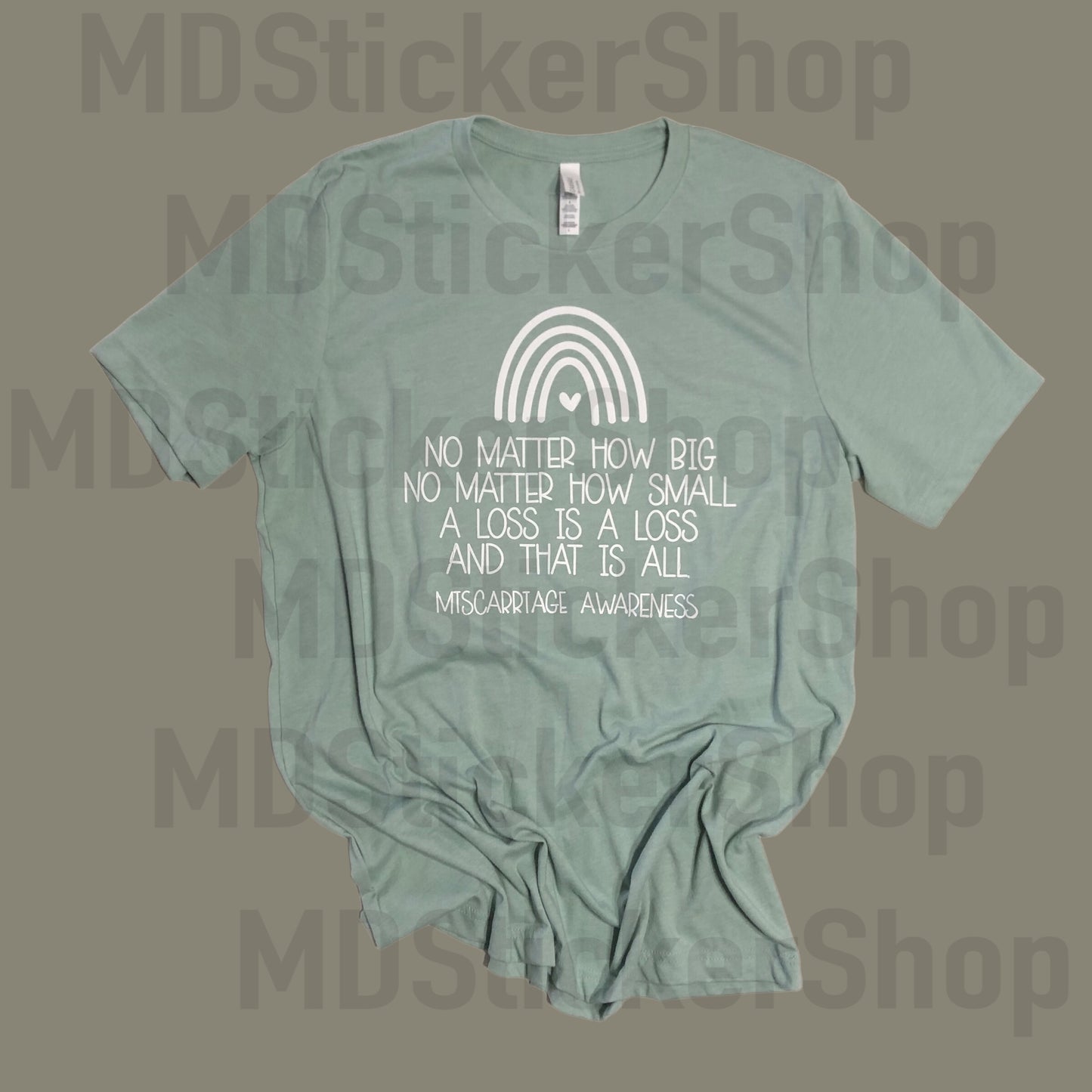 Miscarriage Awareness Rainbow Heather Blue Lagoon Tee