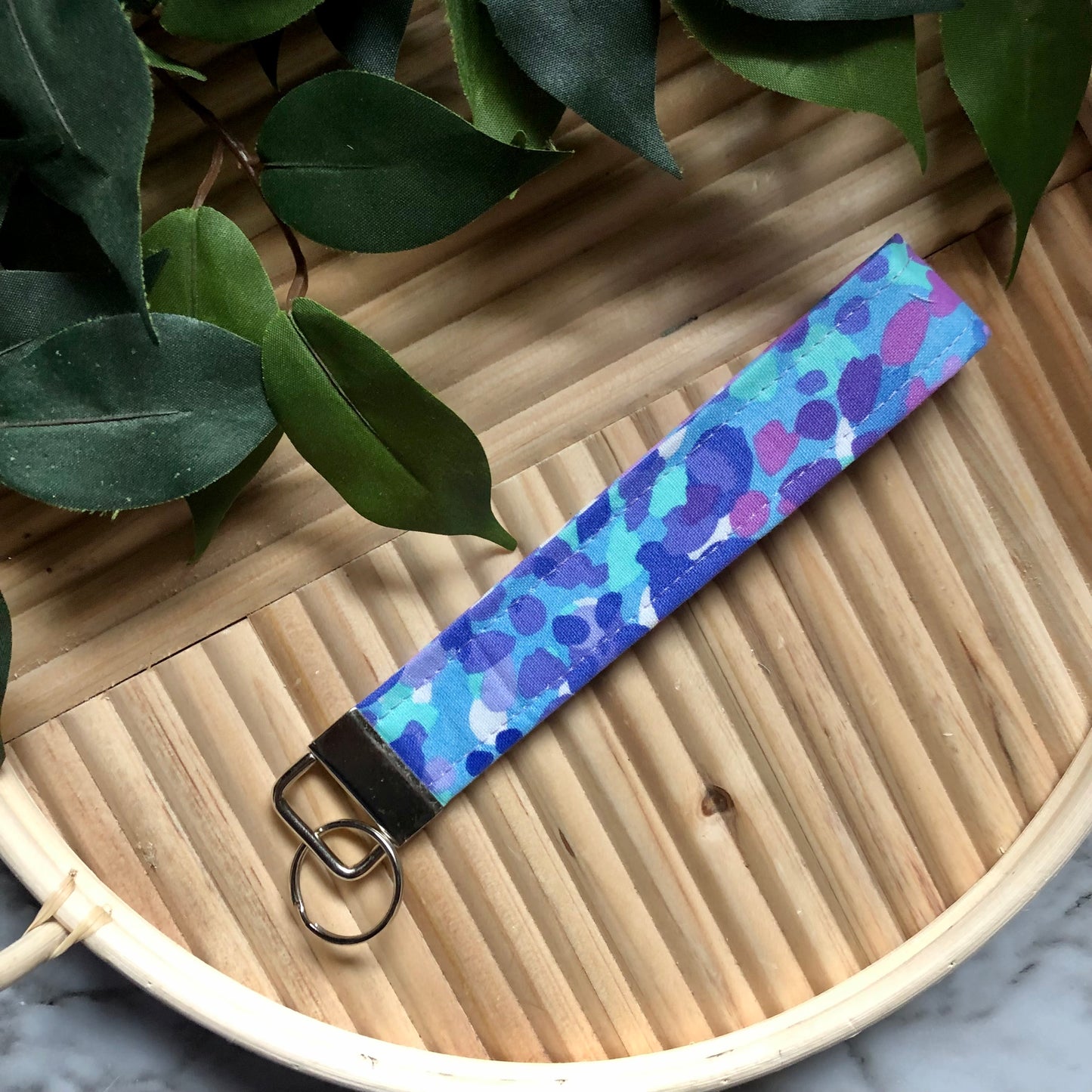 Lava Lamp Inspired Print Fabric Wristlet Keychain, Key Fob