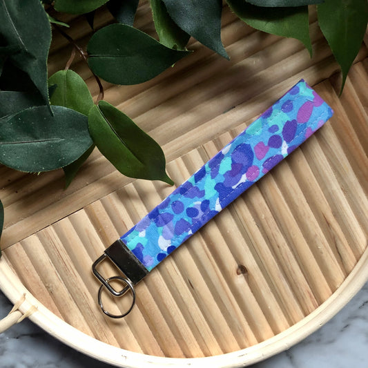 Lava Lamp Inspired Print Fabric Wristlet Keychain, Key Fob