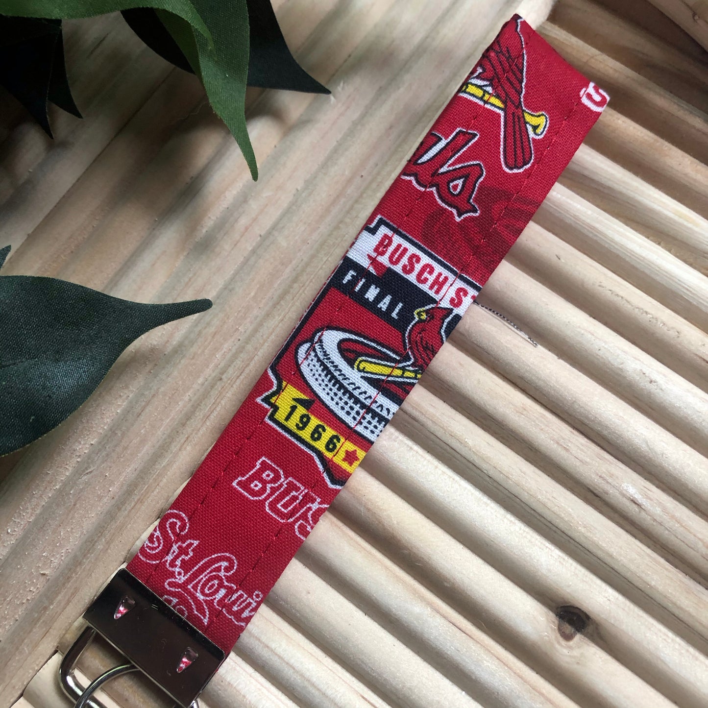 St. Louis Cardinals Busch Stadium Print Fabric Wristlet Keychain, Key Fob