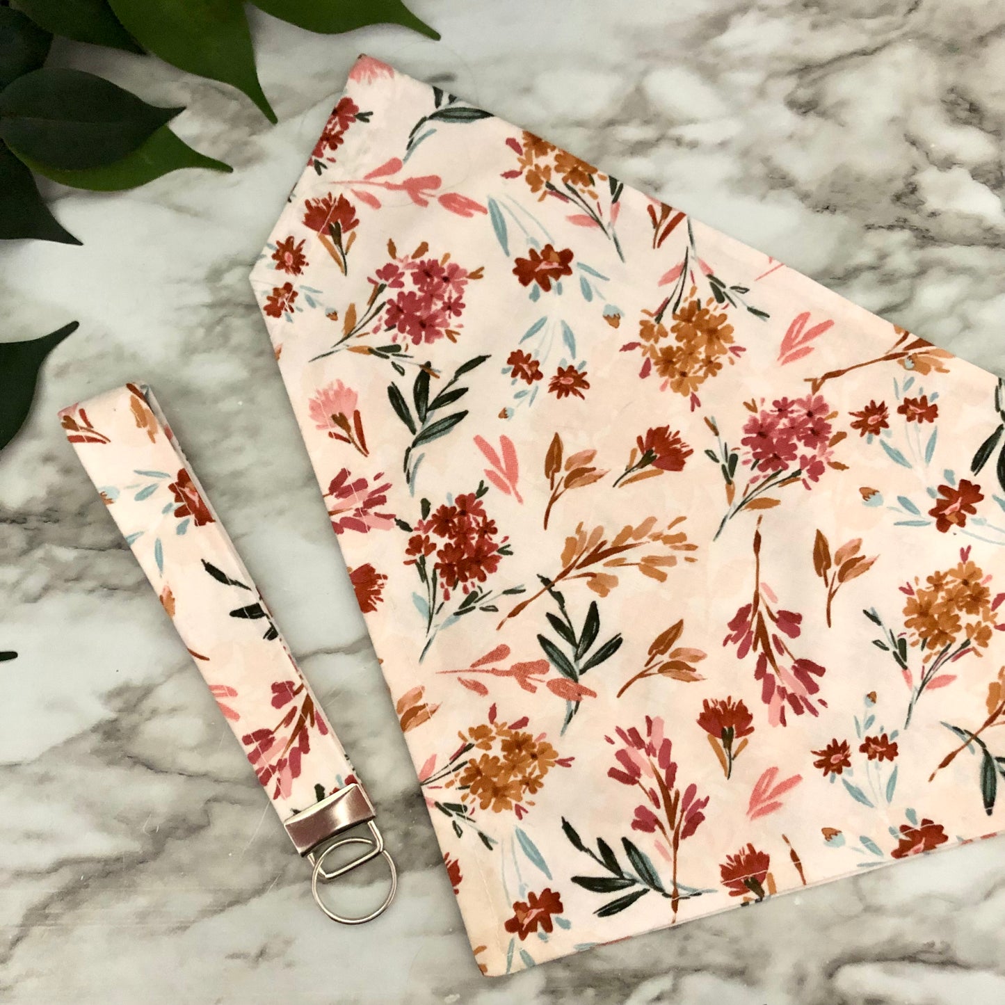 Mauve Floral Fabric Pet Bandana