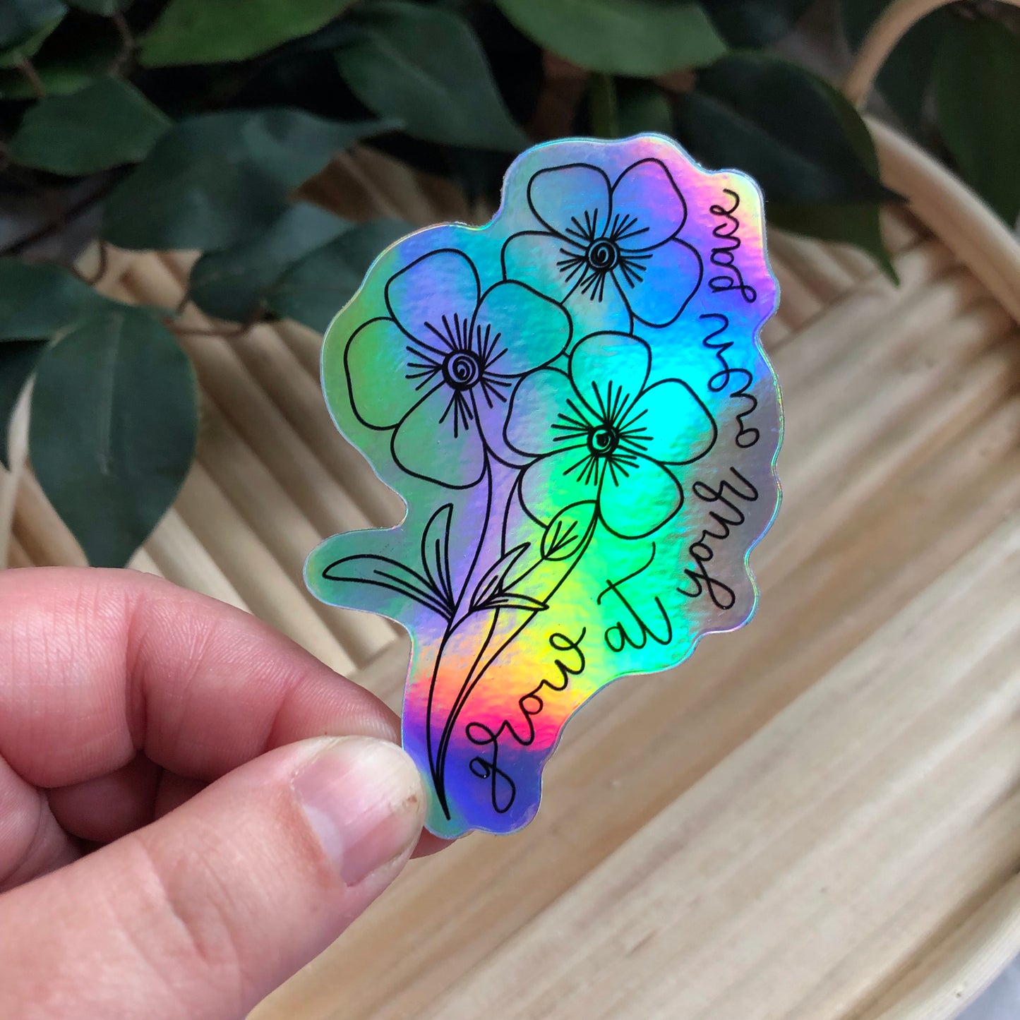 Grow At Your Own Pace Floral Vinyl Sticker