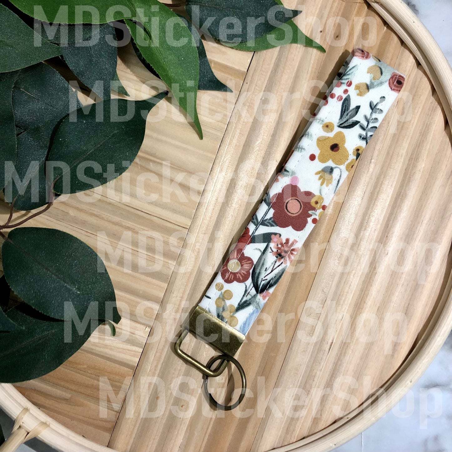 Farm Floral Print Fabric Keychain