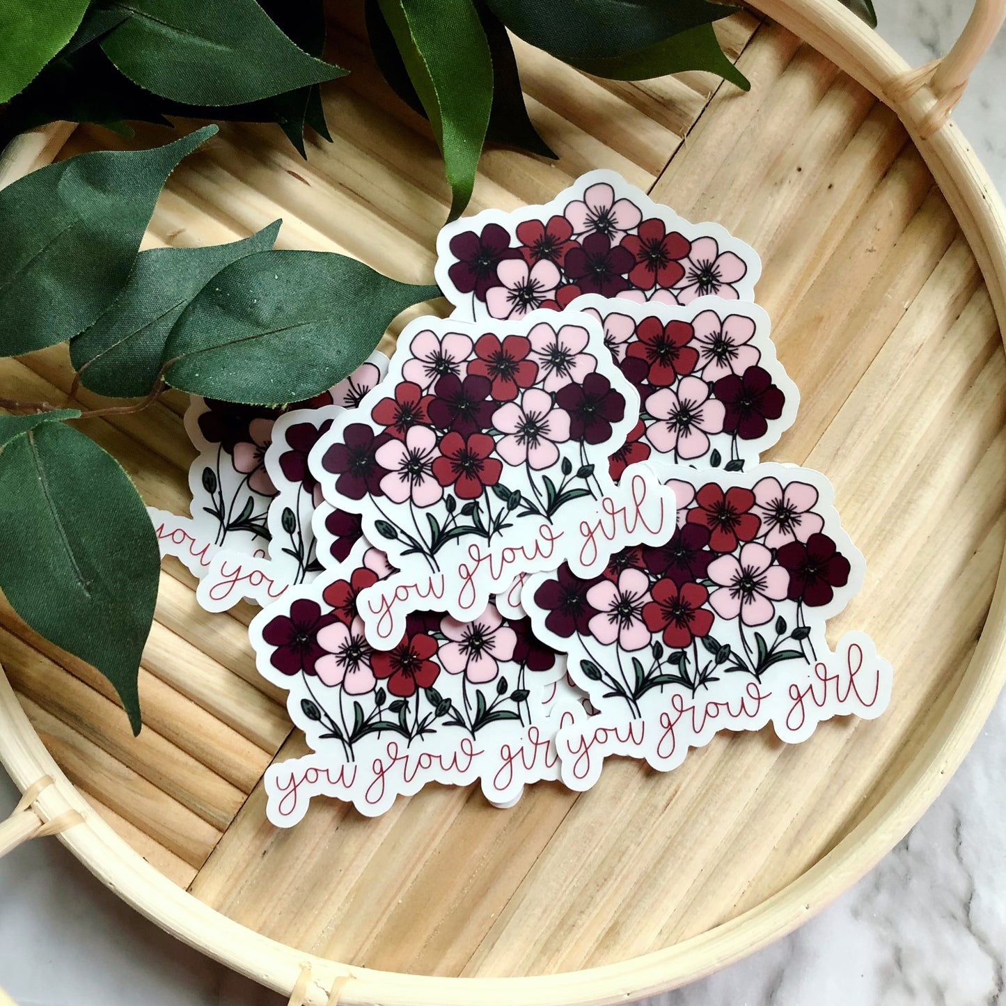 You Grow Girl Floral Waterproof Vinyl Sticker