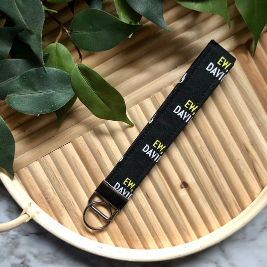 Ew David Print Fabric Wristlet Keychain, Key Fob