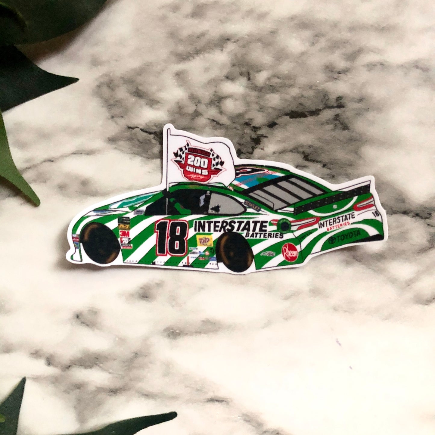 Kyle Busch #18 NASCAR Cup Driver 200th Win Car Vinyl Sticker