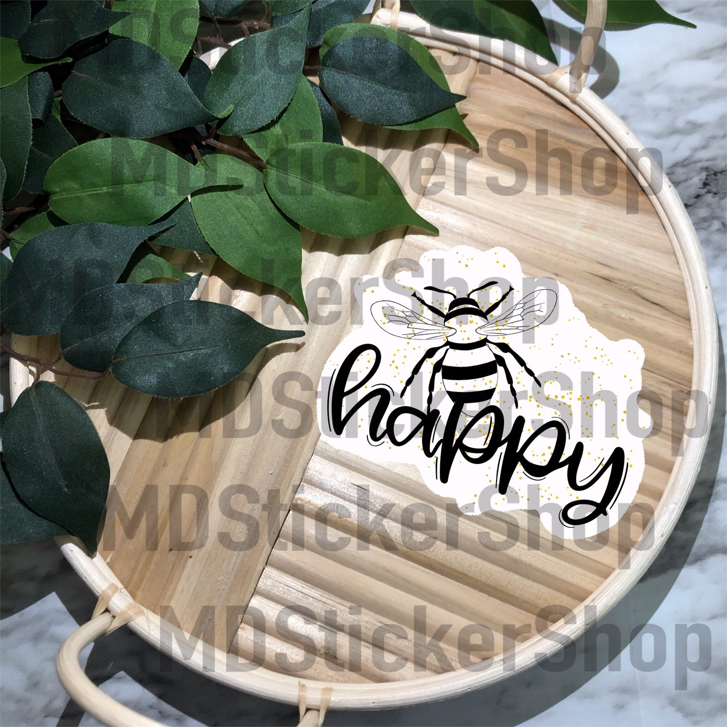 Bee Happy Vinyl Sticker