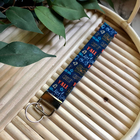Southern Slang Print Fabric Keychain, Key Fob