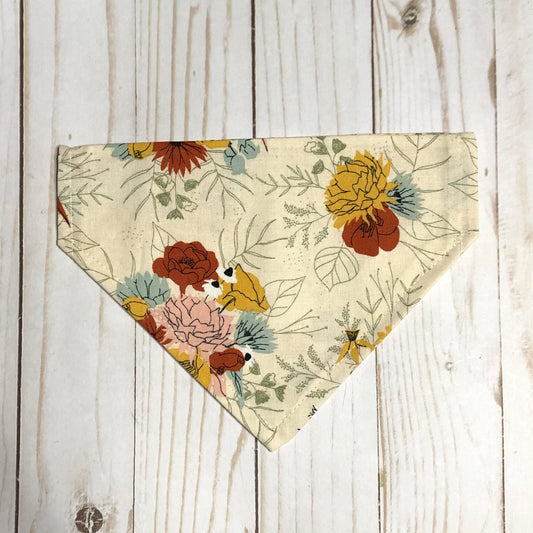 Mustard, Mint, & Orange Floral Print Fabric Pet Bandana
