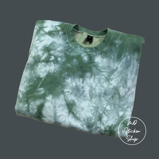 Forest Green Tie Dye Blank Crewneck Sweatshirt