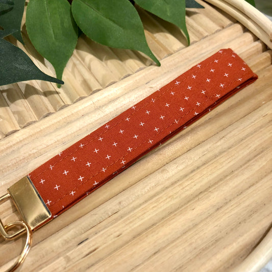 Rust X Print Fabric Keychain, Key Fob
