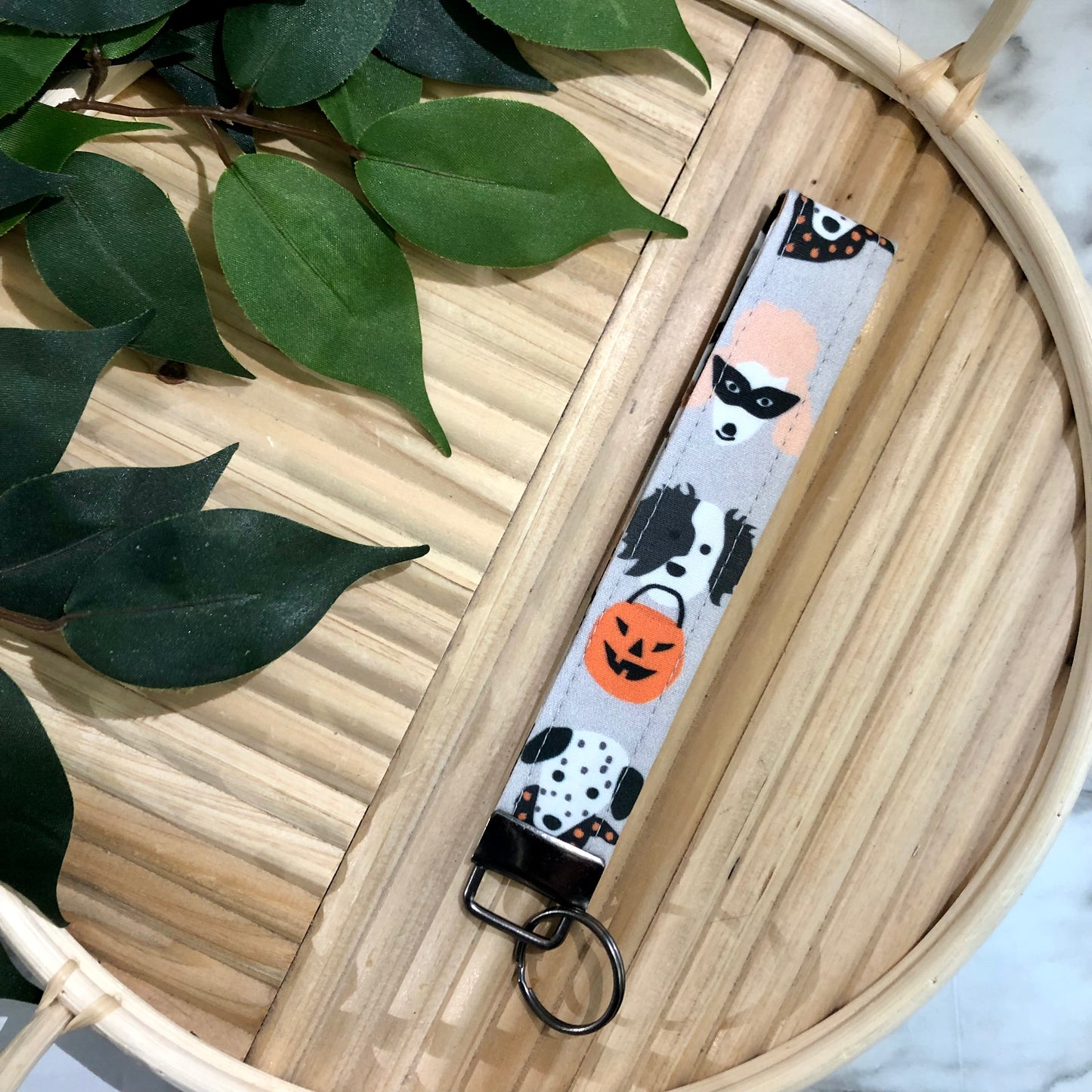 Halloween Pups Print Fabric Keychain, Key Fob